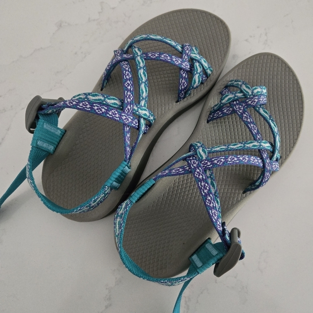 Chaco Z/Cloud X2 Sandals Double Strap Toe Loop Teal Purple Waterproof Size 7 - Picture 2 of 5